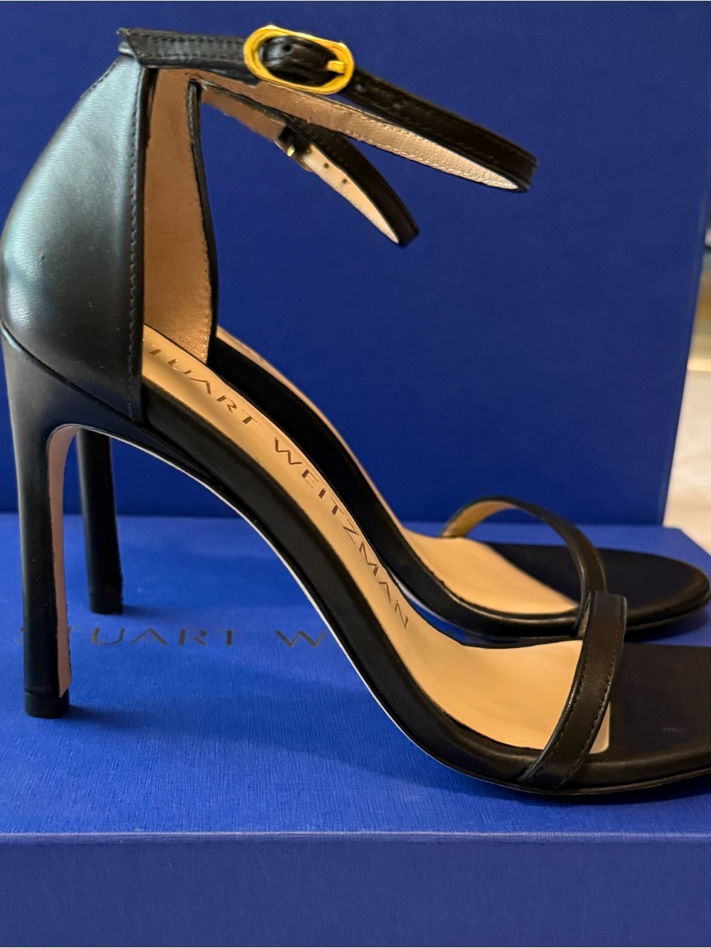 Stuart Weitzman Nudistsong Black Smooth Calf Heels Sz 5.5 B - Picture 3 of 6